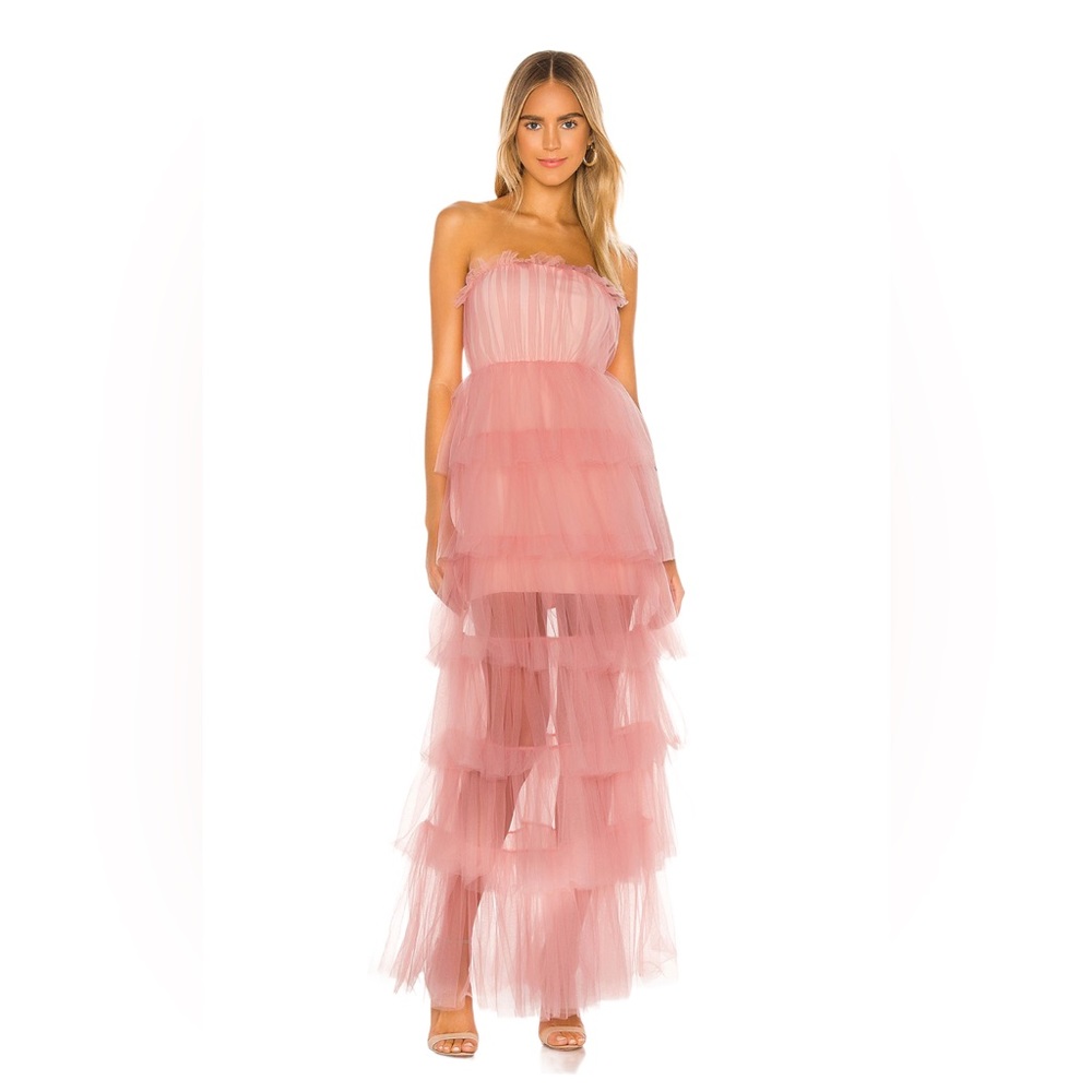 Lovers + Friends Blush Strapless Tulle Gown XS